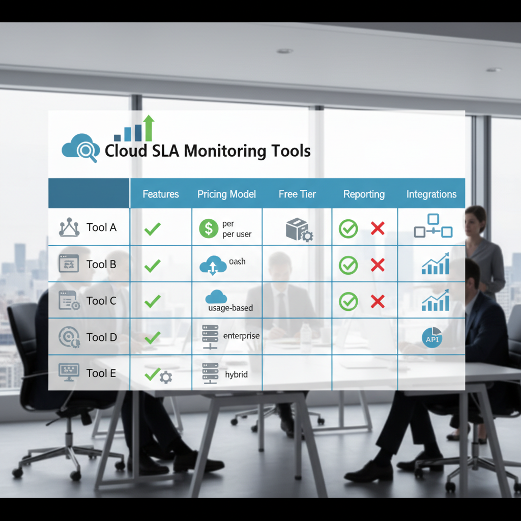 A comparison chart highlighting different features and pricing models of various Cloud sla monitoring tool options, helping users make an informed decision.