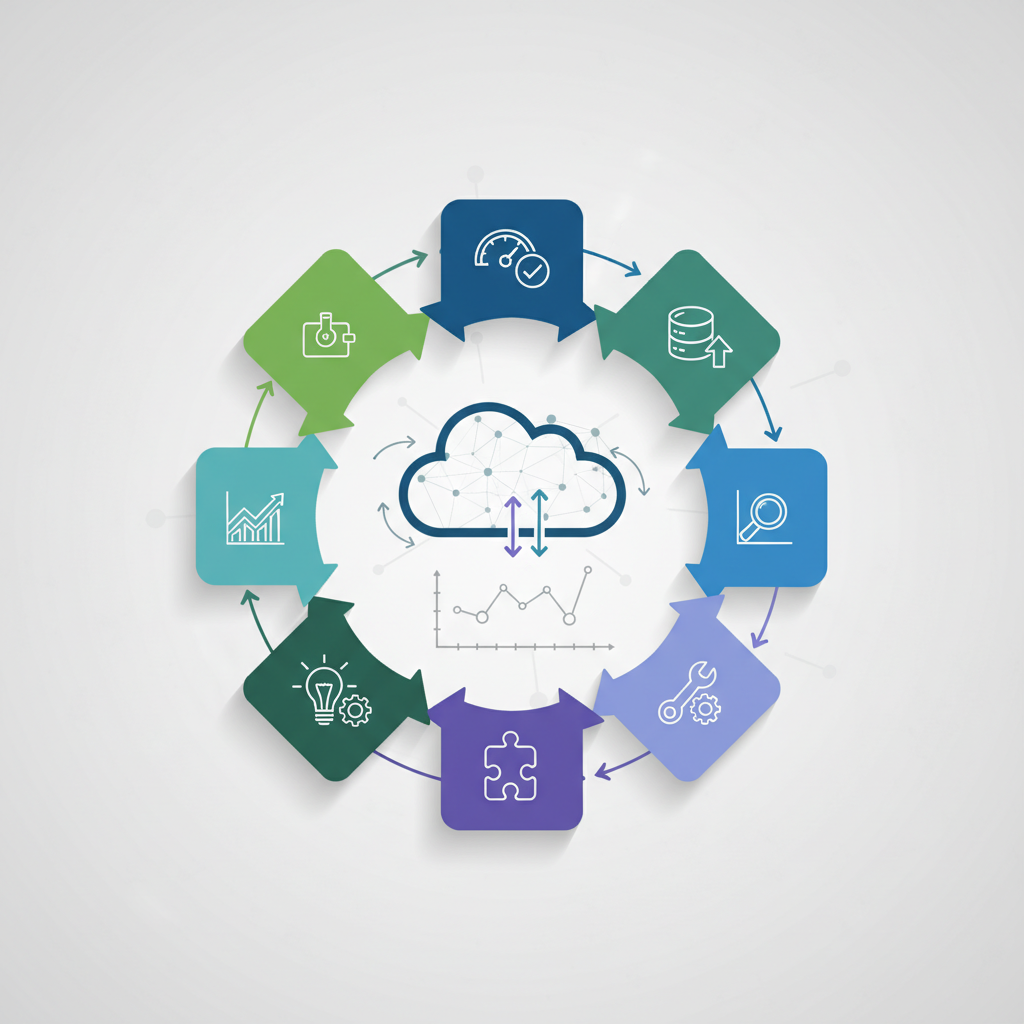 A flowchart illustrating the continuous improvement cycle for cloud monitoring, showing steps like 