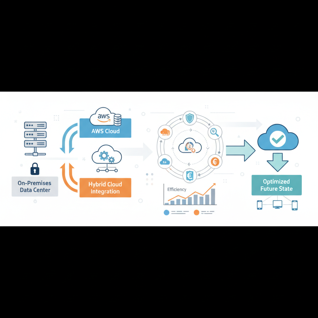Professional visual illustration related to hybrid cloud aws migration