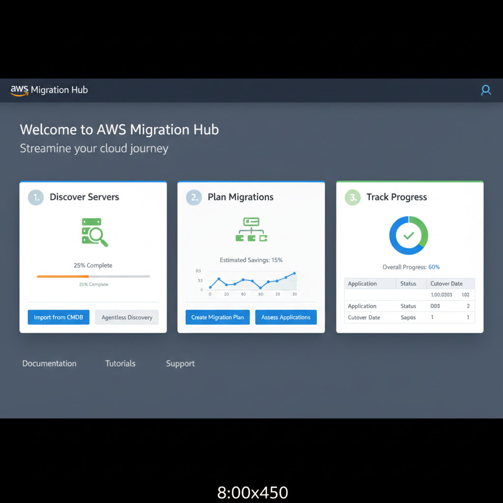 A screenshot of the AWS Migration Hub console showing the 